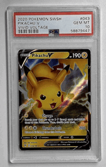 V1138: 2020: PIKACHU V: 43/185: VIVID VOLTAGE: PSA 10: GEM MT: 58879447